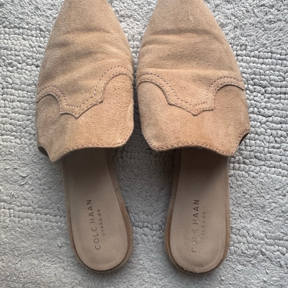Cole Haan Tan Mules with Western Stitching